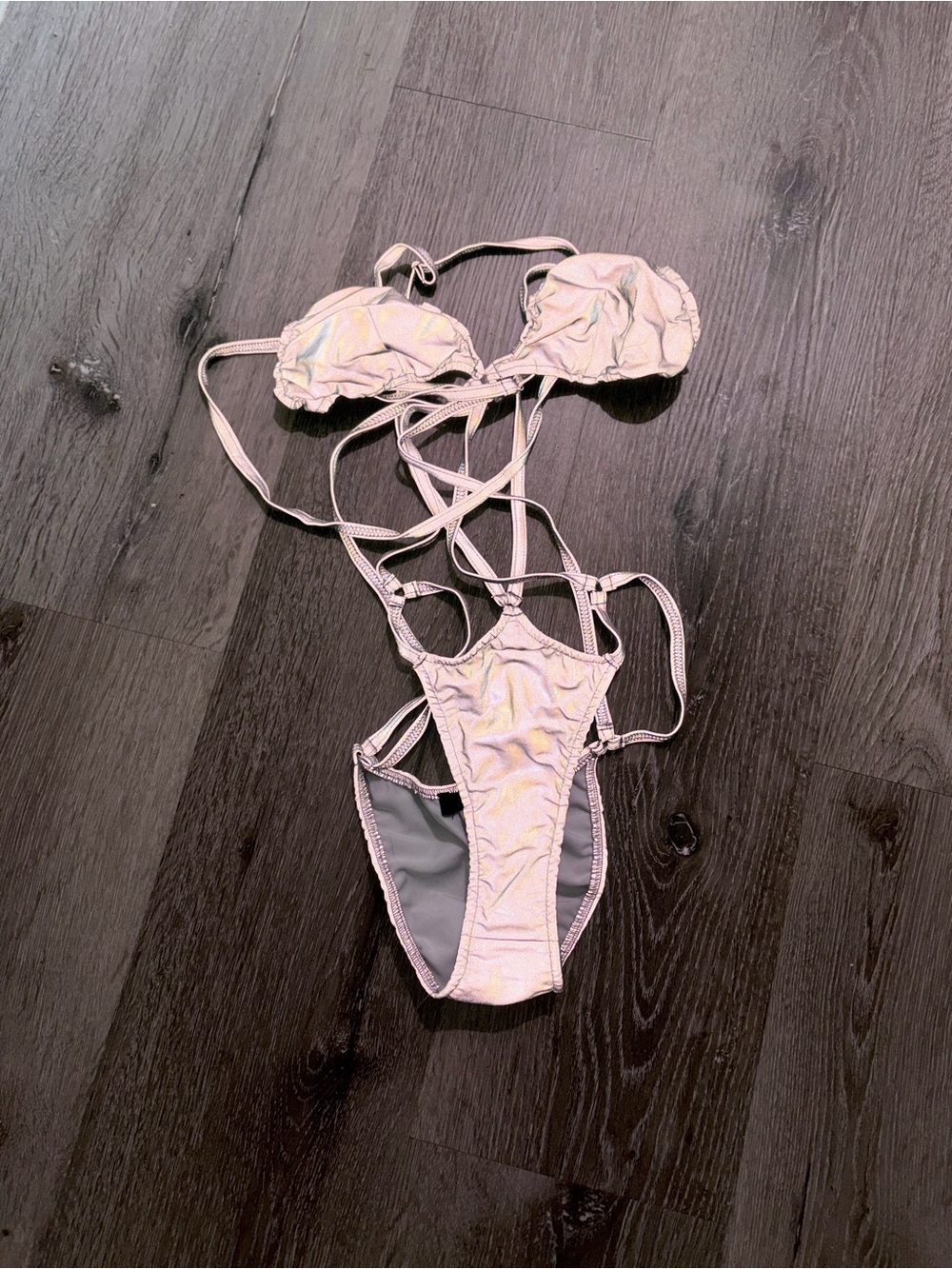 Reflective silver Strappy One-Piece